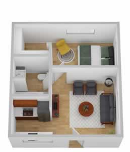 One Bedroom / One Bath - Vaulted/Full Size